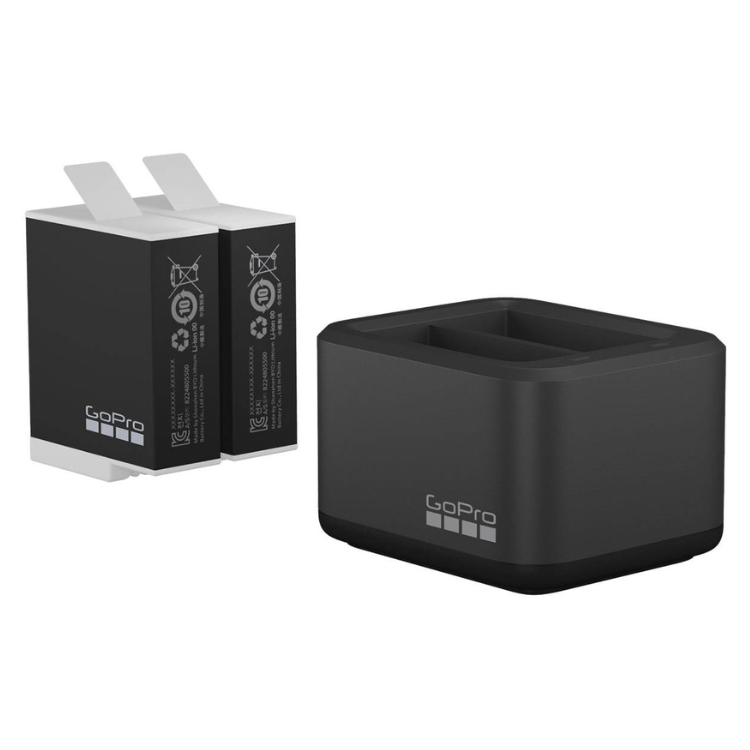 GoPro Dual Charger and 2 Enduro batteries, black, for HERO 12/11/10/9.