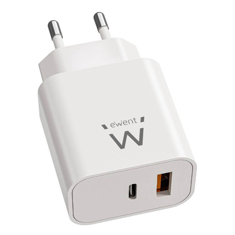 Carregador Ewent EW1318 20W 1 USB-C + 1 USB-A Branco