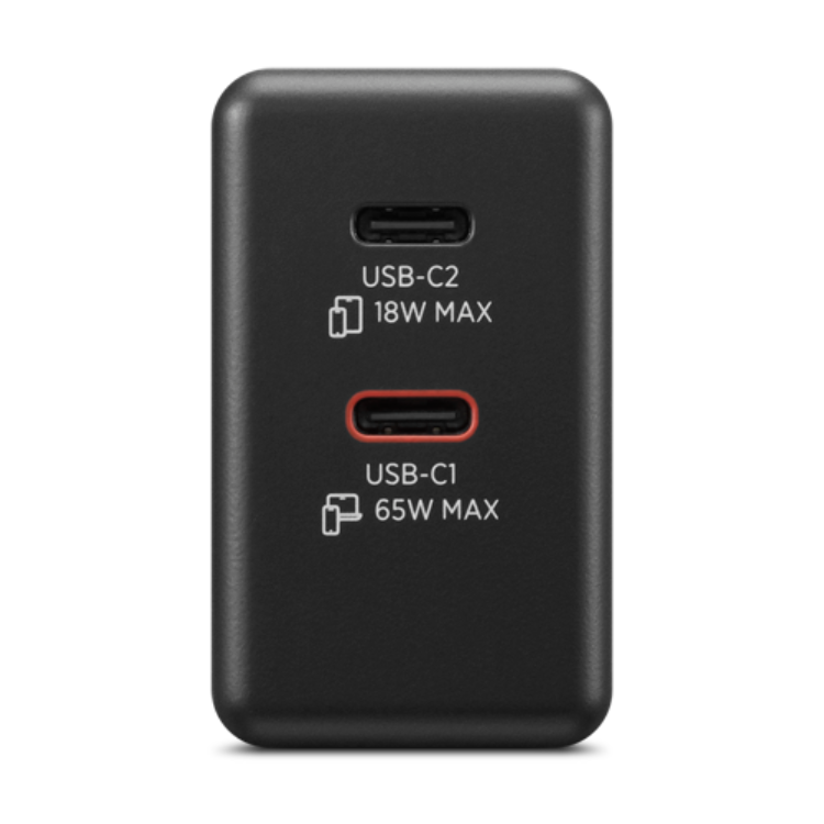 Carregador Lenovo Dual USB-C 65W GaN + Cabo USB-C 1.5m Preto