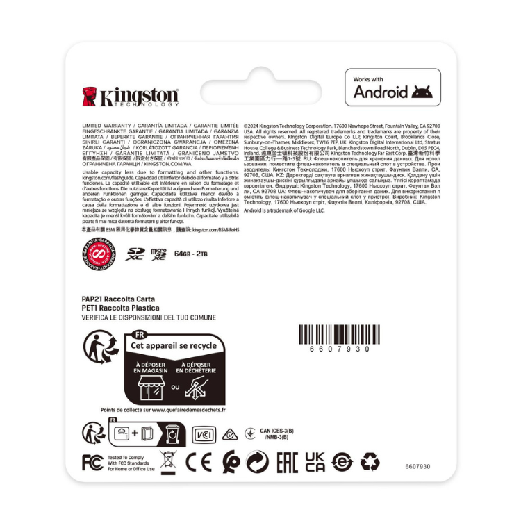 Cartão Memória Kingston Canvas Select Plus microSD 128GB SDCG3 V10 U3 CL10 + Adaptador SD