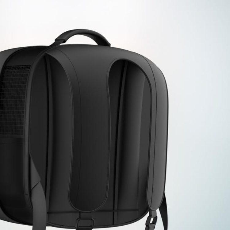 Black Cecotec Pumba 1800 Travel Fan pet carrier backpack.