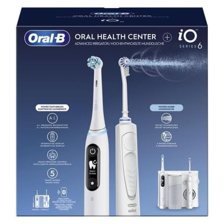 Pack Higiene Dentária Oral-B Escova + Irrigador Oxyjet iO6 Branco