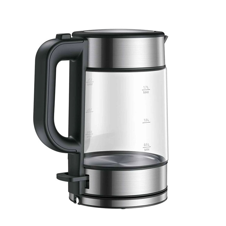 Xiaomi Mi Electric Glass Kettle, 1.7L, black and silver.