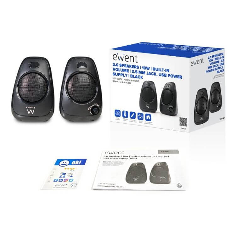 Colunas Ewent EW3527 2.0 10W USB Preto
