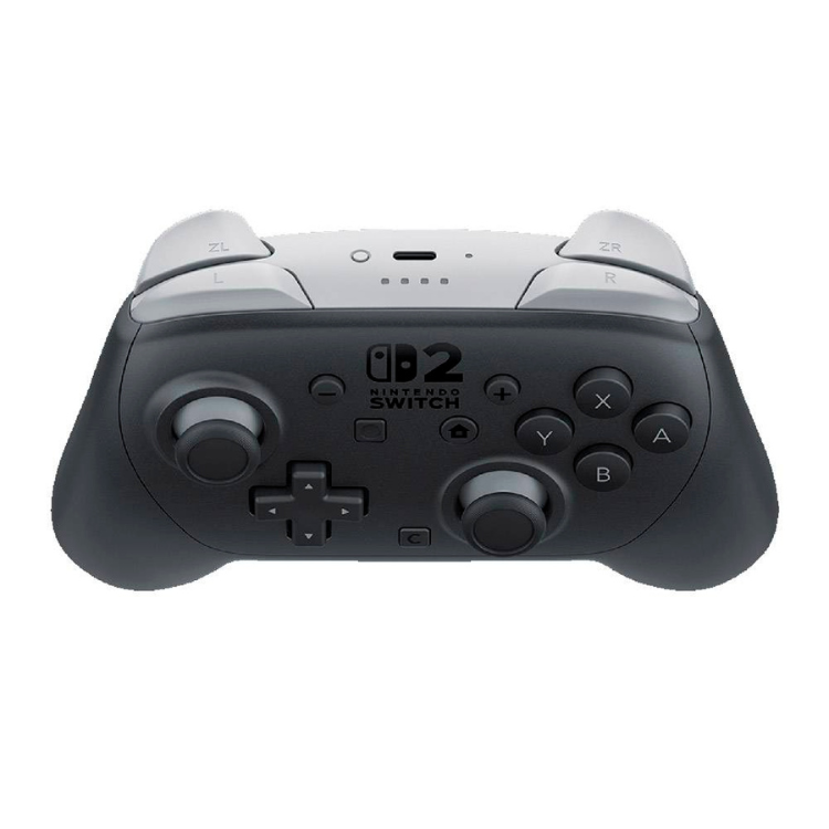 Black Nintendo Switch 2 Pro Controller gamepad with white accents.