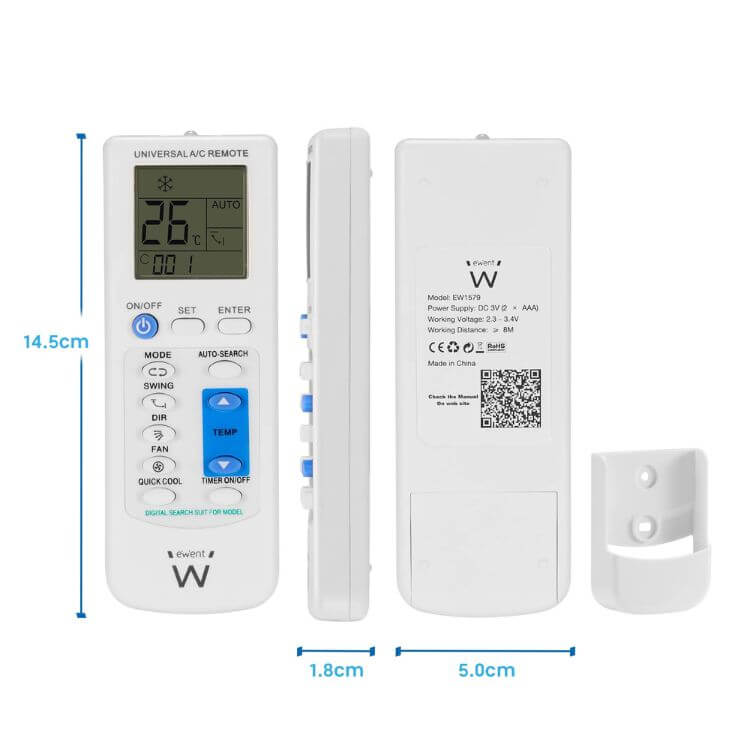Comando Universal Ar Condicionado Ewent EW1579 c/ Suporte de Parede