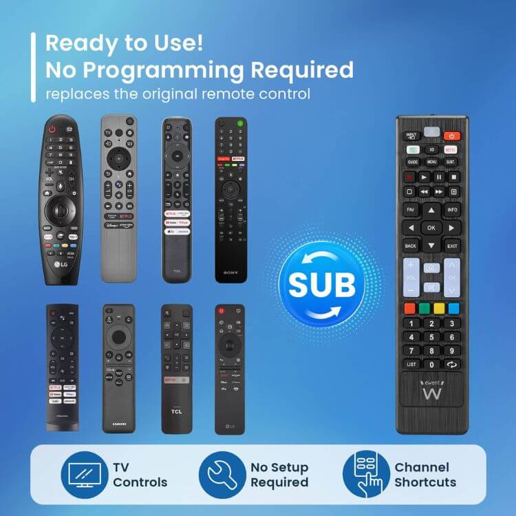 Comando Universal Ewent EW1577 p/ TV LG/Samsung/Sony/Hisense/TCL