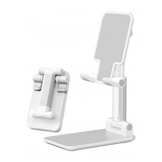 Suporte de secretária para tablet DEVIA branco, com base e suporte ajustável.