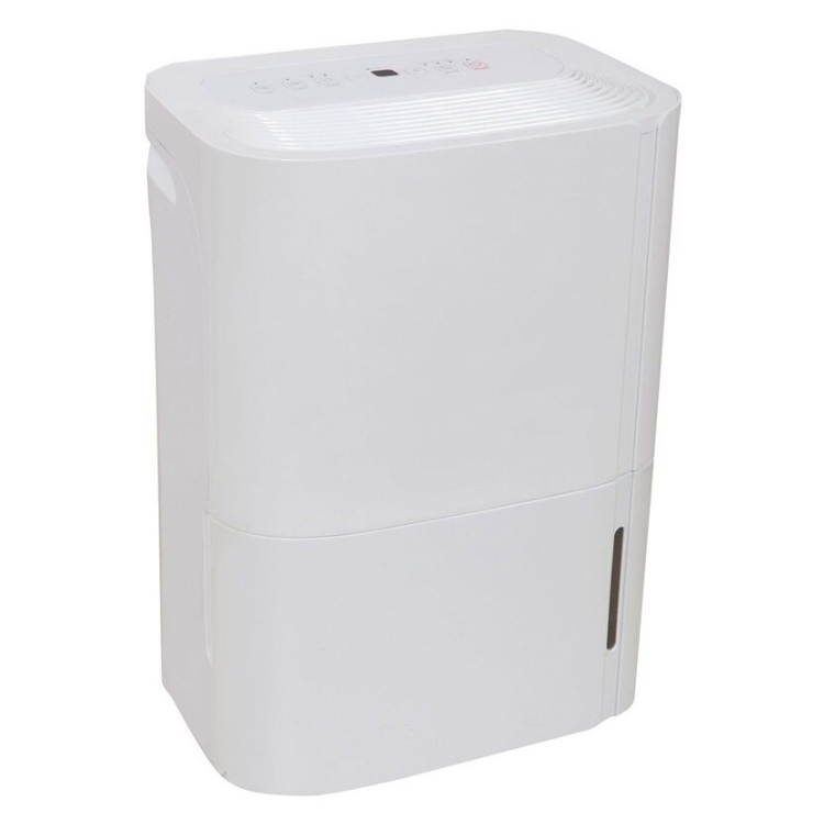 White Midea dehumidifier, rectangular with rounded edges, control panel on top.