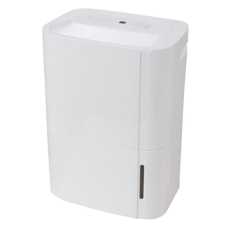White Midea dehumidifier, rectangular with rounded edges, control panel on top.