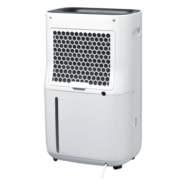 Whirlpool 20L dehumidifier, white, honeycomb air intake grille.