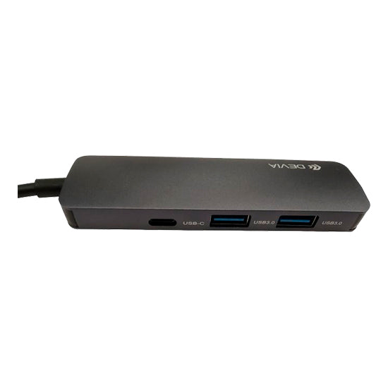 Hub Devia Leopard USB-C p/ HDMI/2xUSB/PD Cinzento