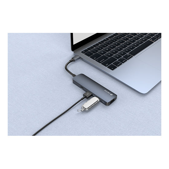 Adaptador Devia Leopard USB-C p/ HDMI/2xUSB/PD Cinzento