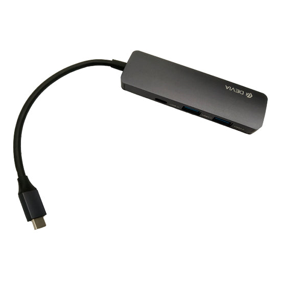 Hub Devia Leopard USB-C p/ HDMI/2xUSB/PD Cinzento