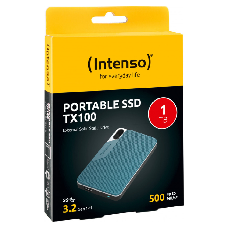 Disco Externo SSD Intenso TX100 1TB USB-C Azul