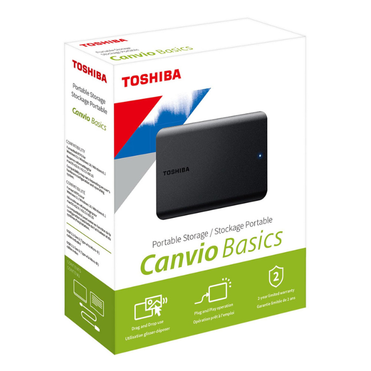Toshiba Canvio Basics 4TB external hard drive, black, 2.5", USB 3.0.