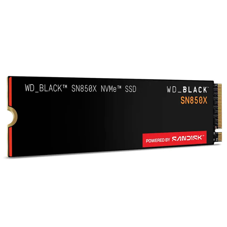 Black WD_BLACK SN850X NVMe SSD, 1TB, powered by SanDisk.