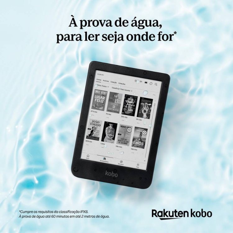 eReader Kobo Clara, ecrã 6 polegadas, 16GB, Wi-Fi, preto.