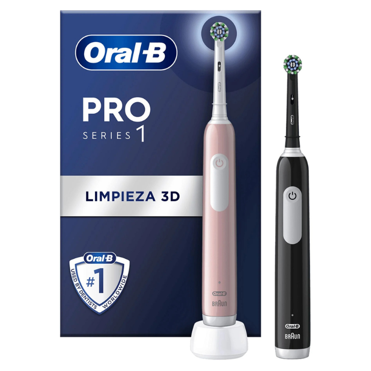 Escova de Dentes Elétrica Braun Oral-B Pro Series 1 Duo Preto e Rosa
