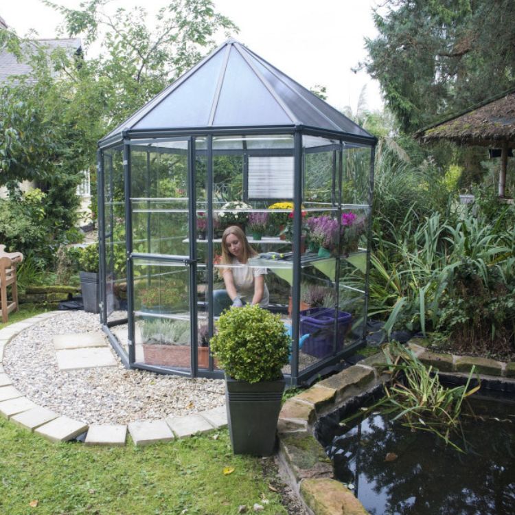 Estufa de Jardim Canopia Oasis Hexagonal Alumínio/Policarbonato 5,26m² Cinzento