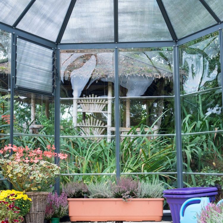 Estufa de Jardim Canopia Oasis Hexagonal Alumínio/Policarbonato 5,26m² Cinzento