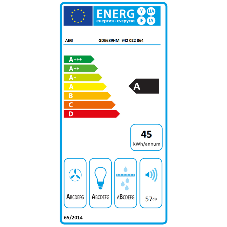 Exaustor AEG GDE689HM 271W 90cm Inox