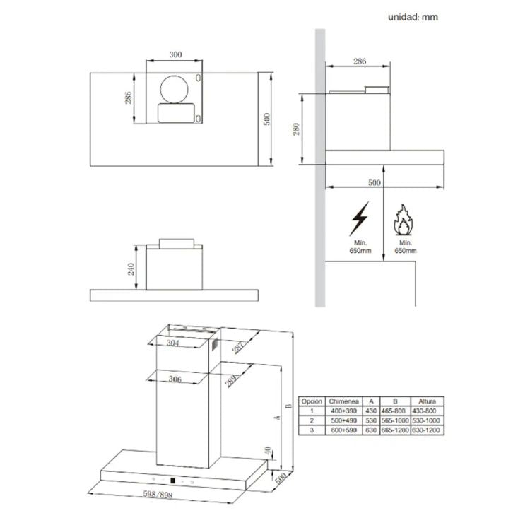 Exaustor de Parede Midea MH60B4300B-ES 60cm Classe A