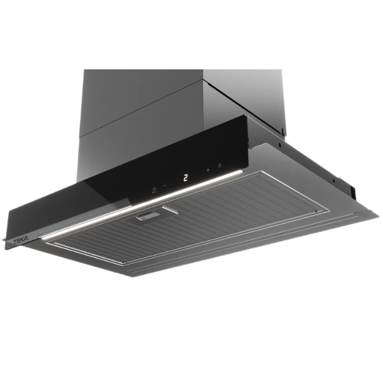 Teka GFI67350EOSIX 60cm Class A+ cooker hood, sleek black design with LED light and control panel.