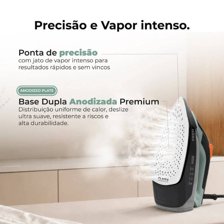 Ferro a Vapor Flama 5397FL SteamUltra AnodizedPlate 3050W Verde