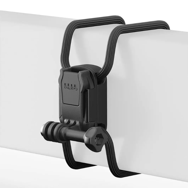 GoPro Flexible Grip Mount, black, attached to white surface.