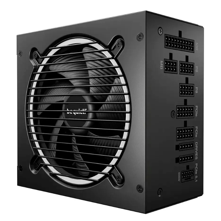 Black Be Quiet power supply unit, 1000W, ATX 3.1, PCIe 5.1, 80 Plus Gold, full modular.