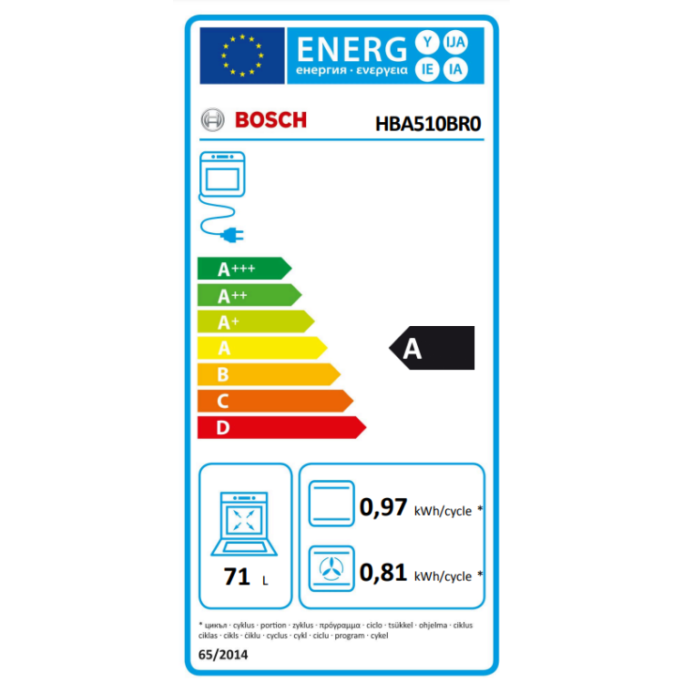 Forno de Encastre Bosch Serie 2 HBA510BR0 3400W 71L