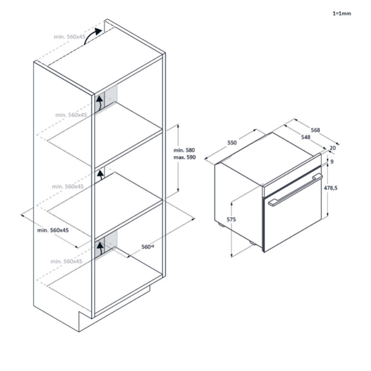 Forno Hidrolítico/Pirolítico de Encastre Haier ID2P5B3YTX 78L Preto