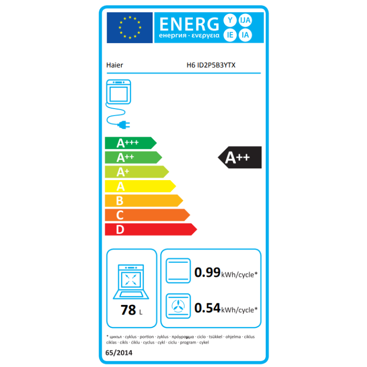 Forno Hidrolítico/Pirolítico de Encastre Haier ID2P5B3YTX 78L Preto