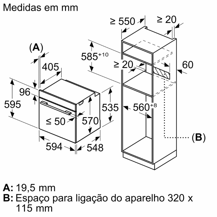 Forno Hidrolítico de Encastre Balay 3HB5131N3 71L 3400W