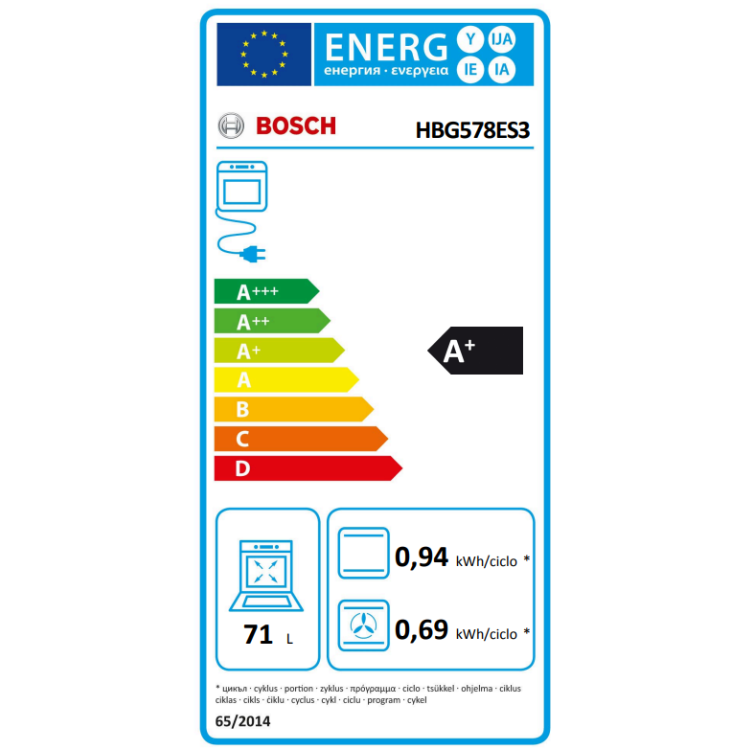 Forno Pirolítico de Encastre Bosch Serie 6 HBG578ES3 71L 3600W Preto
