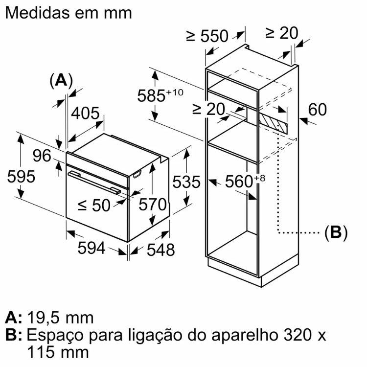 Forno Hidrolítico/Pirolítico de Encastre Bosch Serie 6 HBG536EB4 71L 3400W