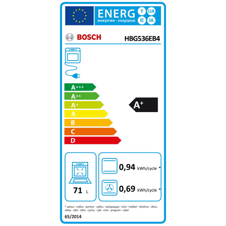 Forno Hidrolítico/Pirolítico de Encastre Bosch Serie 6 HBG536EB4 71L 3400W