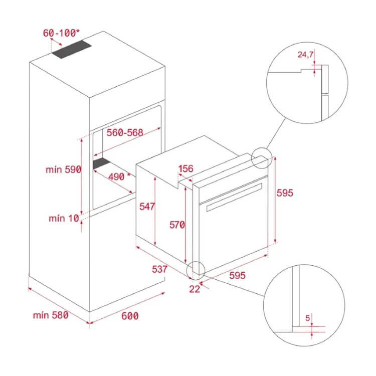 Forno Hidrolítico de Encastre Teka NEO HSB6350SS 70L 2615W