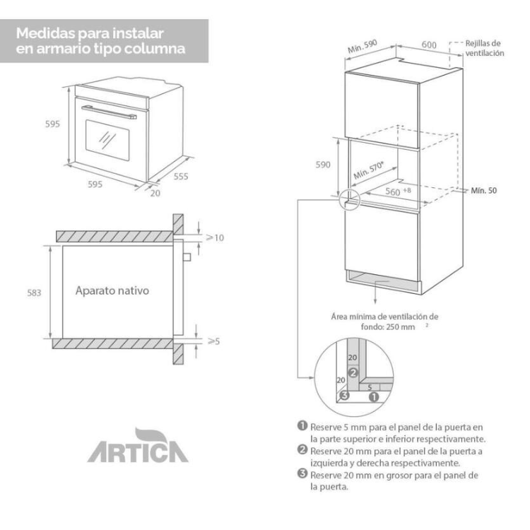 Forno de Encastre Artica AHB7008BK 70L 3000W