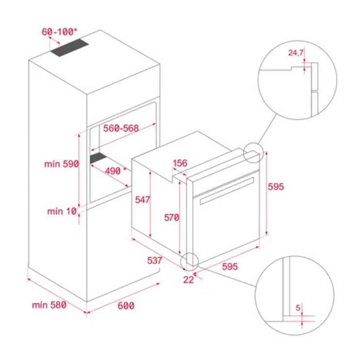 Forno Pirolítico de Encastre Teka NEO HSB6350P 71L 2615W