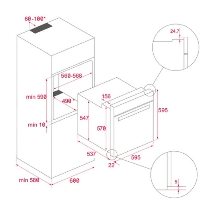 Forno Hidrolítico de Encastre Teka HBB5350 76L 2550W