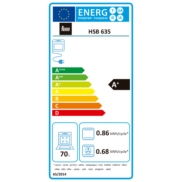 Forno Hidrolítico de Encastre Teka HSB635S 2615W 70L Inox - Artigo de Exposição