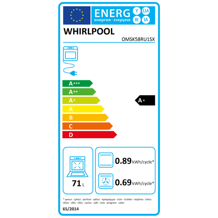 Forno Hidrolítico/Pirolítico de Encastre Whirlpool OMSR58RU1SX 71L 3300W