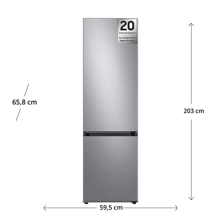 Frigorífico Combinado Samsung RB38C603DSA/EF 390L Inox Classe D