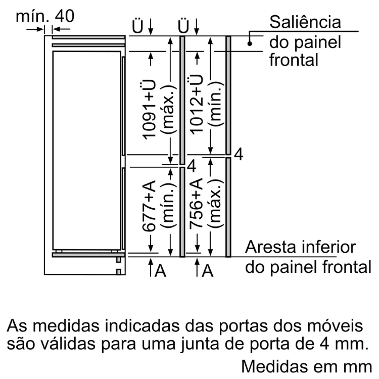 Frigorífico Combinado de Encastre Bosch Serie 2 KIV86NSE0 267L Branco