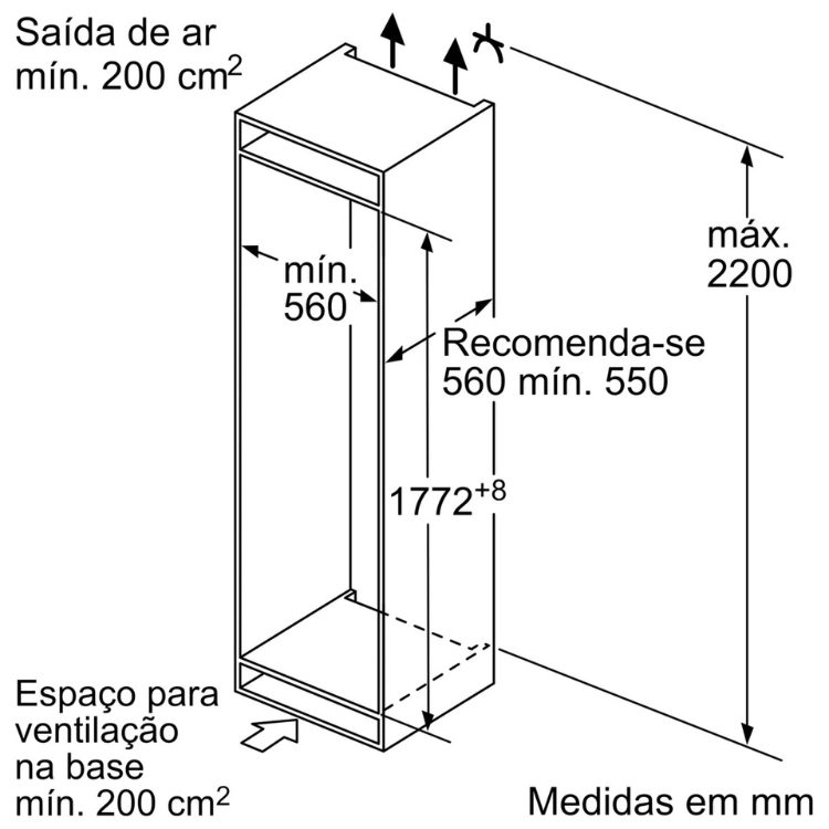Frigorífico Combinado Encastre Bosch Serie 4 KIV86VSE0 267L Branco