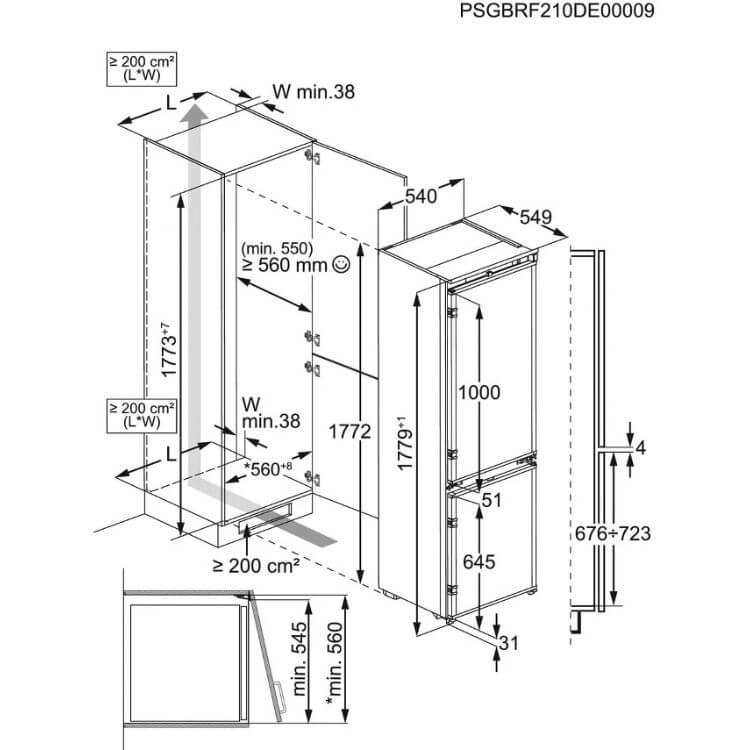 Frigorífico Combinado de Encastre AEG TC7CS181ES 256L