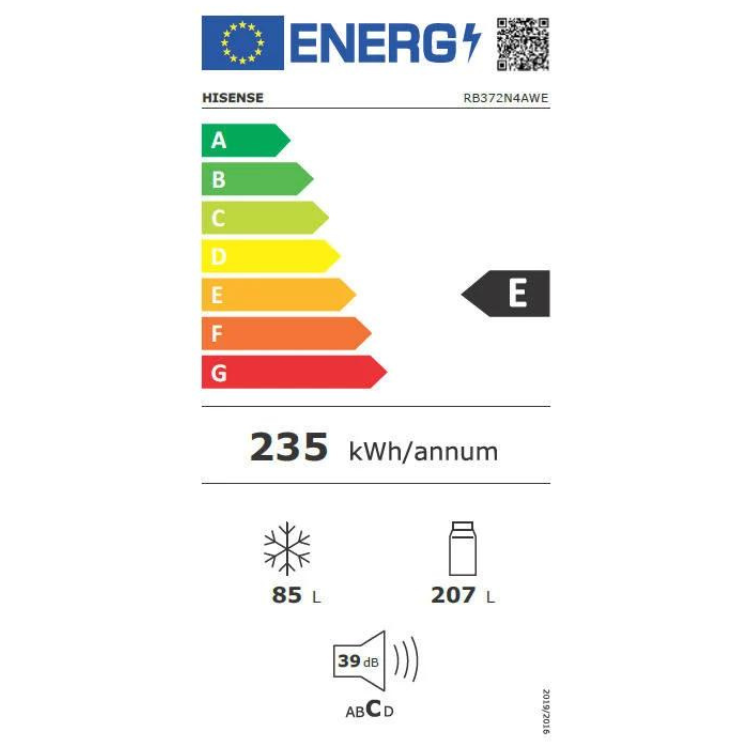 Frigorífico Combinado Hisense RB372N4AWE 292L Branco