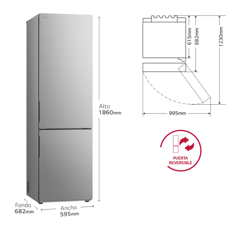 Frigorífico Combinado LG GBV21NCDPY 344L Inox